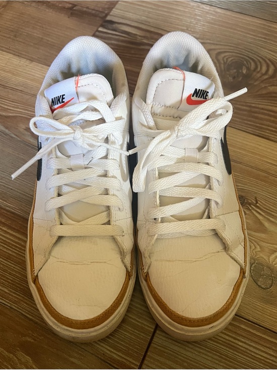 Nike Shoes - Nike White Low-Top Sneakers with Tan Trim